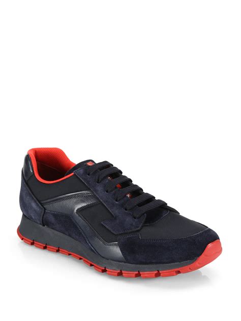 powder blue prada sneakers|Prada blue suede sneakers.